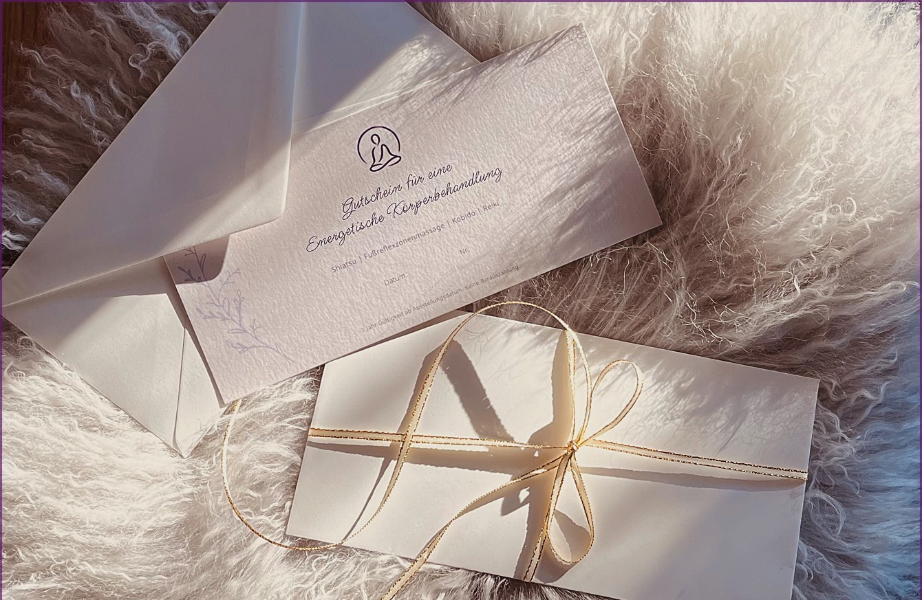 Praxis Energetische Körperbehandlungen Geschenk-Gutschein Reiki, Shiatsu und Fußreflexzonenmassage